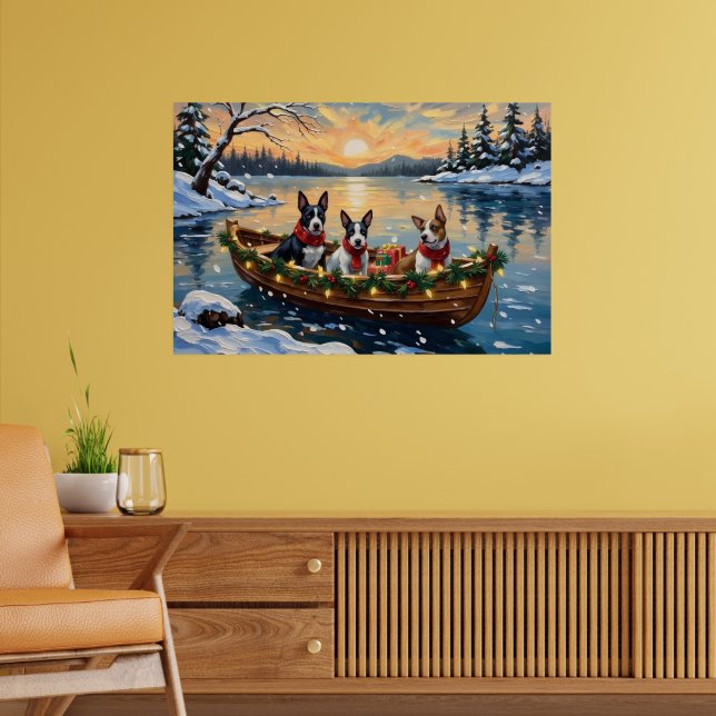 Bull Terrier Christmas Boat Holiday Poster (Wohnzimmer 2)