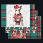 Bull Terrier Christmas Dog Red Green Kariert Geschenkpapier Set<br><div class="desc">Ein bezaubernder Bull Terrier Hund ist mit seiner Weihnachtsmannmütze und seinem Urlaubspulli für die Urlaubssaison bereit. Dieser niedliche Weihnachtshund ist mit einem roten und grünen Urlaub gepaart,  kariert auf diesem Set der Geschenkpackung für den Hundefreund.</div>