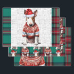 Bull Terrier Christmas Dog Red Green Kariert Geschenkpapier Set<br><div class="desc">Ein bezaubernder Bull Terrier Hund ist mit seiner Weihnachtsmannmütze und seinem Urlaubspulli für die Urlaubssaison bereit. Dieser niedliche Weihnachtshund ist mit einem roten und grünen Urlaub gepaart,  kariert auf diesem Set der Geschenkpackung für den Hundefreund.</div>