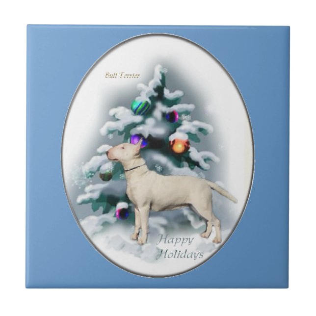 Bull Terrier Christmas Fliese (Vorderseite)