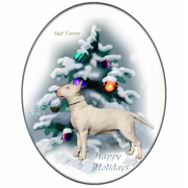 Bull Terrier Christmas Geschenke Fotoskulptur Ornament (Vorne)