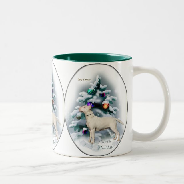 Bull Terrier Christmas Geschenke Zweifarbige Tasse (Rechts)