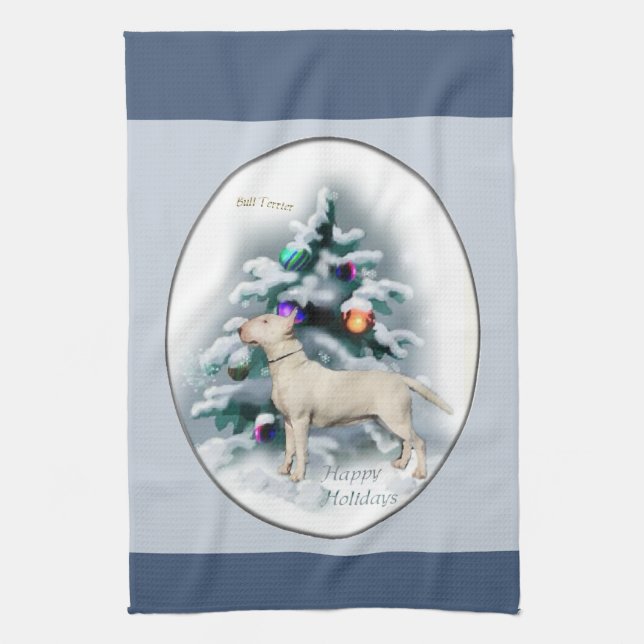 Bull Terrier Christmas Geschirrtuch (Vertikal)
