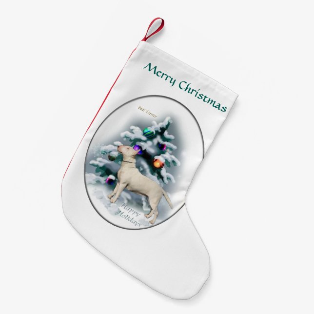 Bull Terrier Christmas Kleiner Weihnachtsstrumpf (Vorderansicht (hängend))