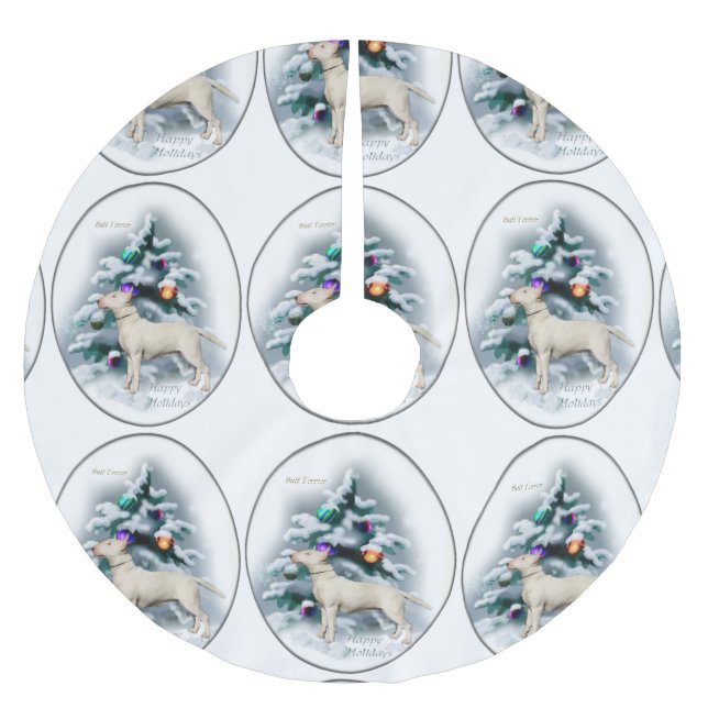 Bull Terrier Christmas Polyester Weihnachtsbaumdecke (Vorderseite)