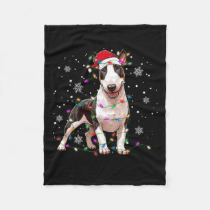 Bull Terrier Christmas Sweater Dog Xmas Lights Tre Fleecedecke