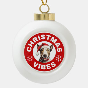Bull Terrier Christmas Vibes Keramik Kugel-Ornament