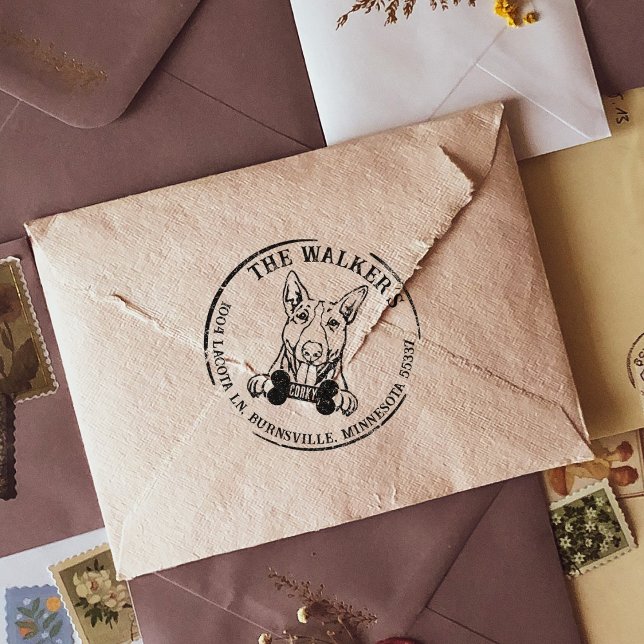 Bull Terrier Custom Family Return Address Gummistempel (Von Creator hochgeladen)