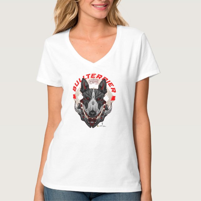 BULL TERRIER Cyberpunk Samurai Elite T-Shirt (Vorderseite)