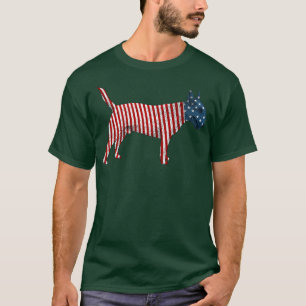 Bull Terrier Dog American Flag 4. Juli T-Shirt