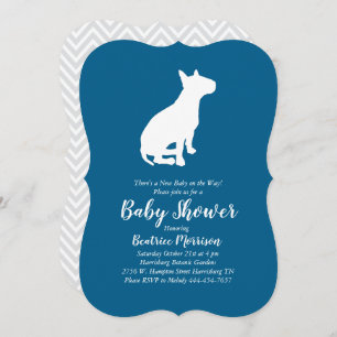 Bull Terrier Dog Baby Shower Blue Boy Einladung