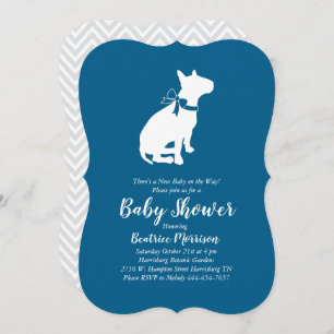 Bull Terrier Dog Baby Shower Blue Boy Einladung