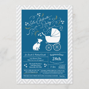 Bull Terrier Dog Baby Shower Blue Boy Einladung
