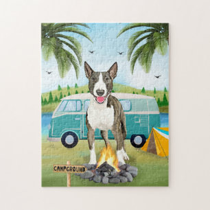 Bull Terrier Dog Camping Puzzle