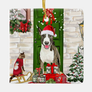 Bull Terrier Dog Christmas Keramikornament