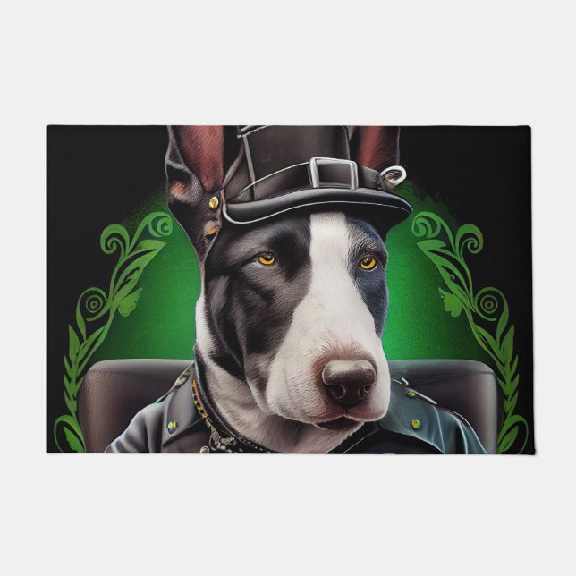 Bull Terrier Dog Fahrrad St. Patrick's Day Fußmatte (Vorderseite)
