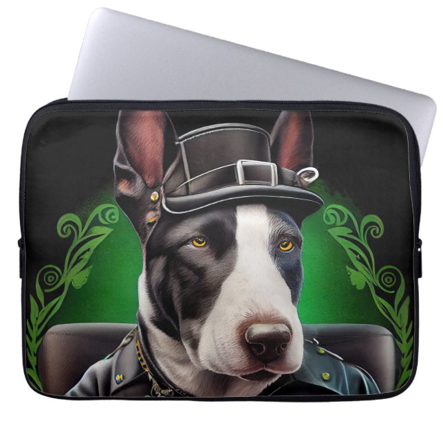 Bull Terrier Dog Fahrrad St. Patrick's Day Laptopschutzhülle (Vorderseite)