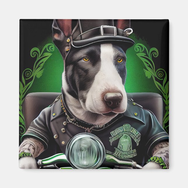 Bull Terrier Dog Fahrrad St. Patrick's Day Magnet (Vorne)