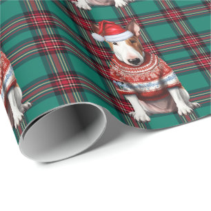 Bull Terrier Dog Funny Holiday Kariert Weihnachten Geschenkpapier