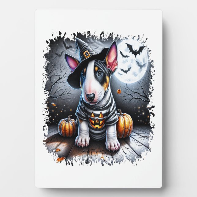 Bull Terrier Dog Halloween Fotoplatte (Vorderseite)