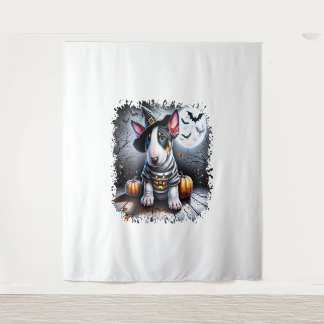 Bull Terrier Dog Halloween Wandteppich (Vorderseite)