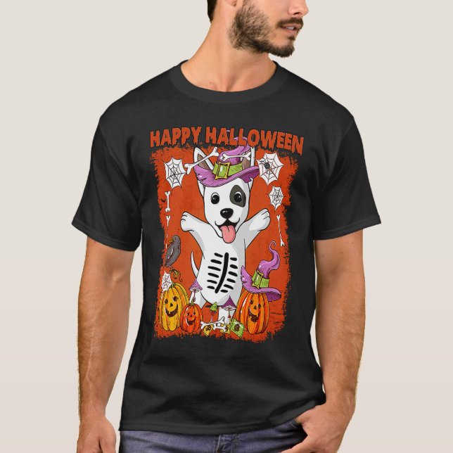 Bull Terrier Dog Happy Halloween T-Shirt (Vorderseite)