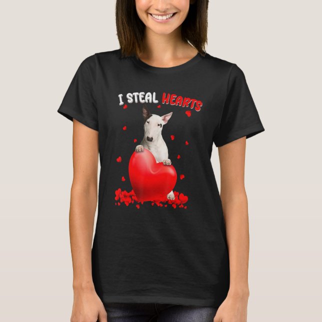 Bull Terrier Dog I Steal Hearts Cute Valentine Day T-Shirt (Vorderseite)