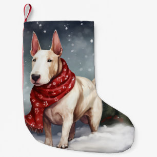 Bull Terrier Dog im Schnee Weihnachten Kleiner Weihnachtsstrumpf