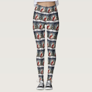 Bull Terrier Dog im Schnee Weihnachten Leggings