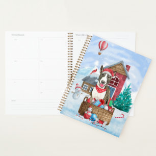 Bull Terrier Dog im Schnee Weihnachtshundehaus Planer