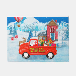 Bull Terrier Dog in Christmas Delivery Truck Schne Fußmatte