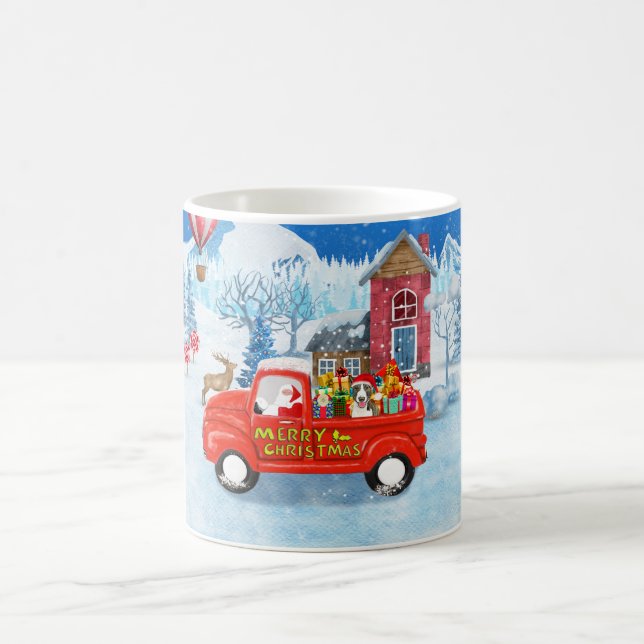 Bull Terrier Dog in Christmas Delivery Truck Schne Kaffeetasse (Mittel)