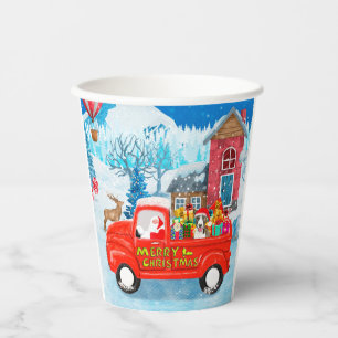 Bull Terrier Dog in Christmas Delivery Truck Schne Pappbecher