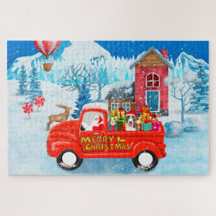 Bull Terrier Dog in Christmas Delivery Truck Schne Puzzle