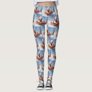 Bull Terrier Dog in Sledge Let it Schnee Weihnacht Leggings