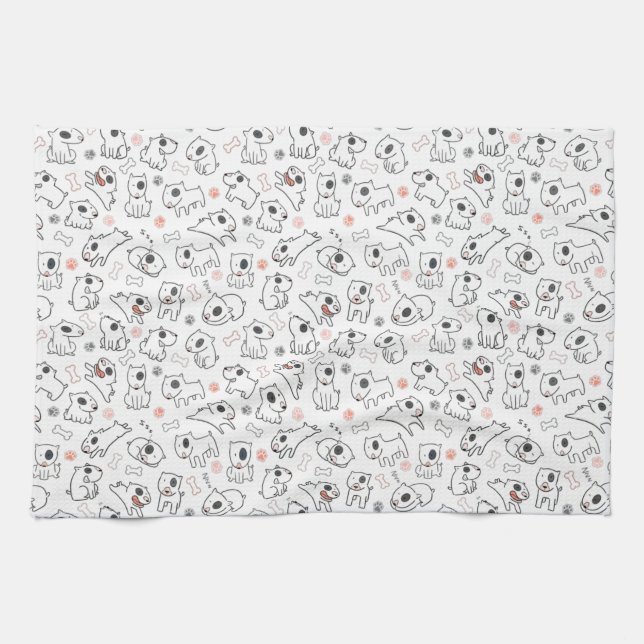 Bull Terrier Dog Lover Seamless Muster Geschirrtuch (Horizontal)