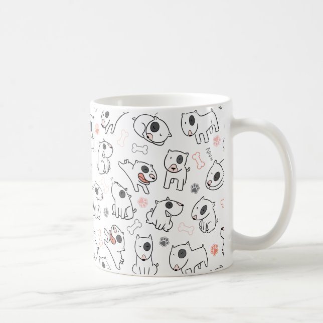 Bull Terrier Dog Lover Seamless Muster Kaffeetasse (Rechts)