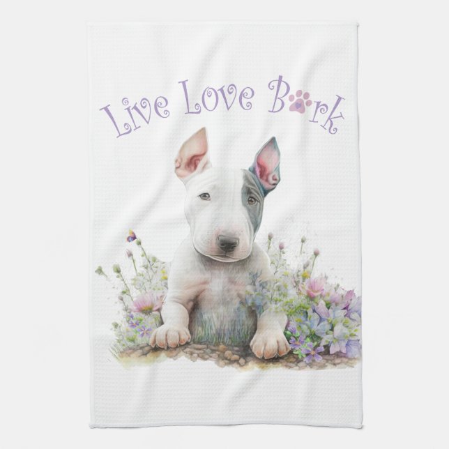 Bull Terrier Dog Mama Floral Geschirrtuch (Vertikal)