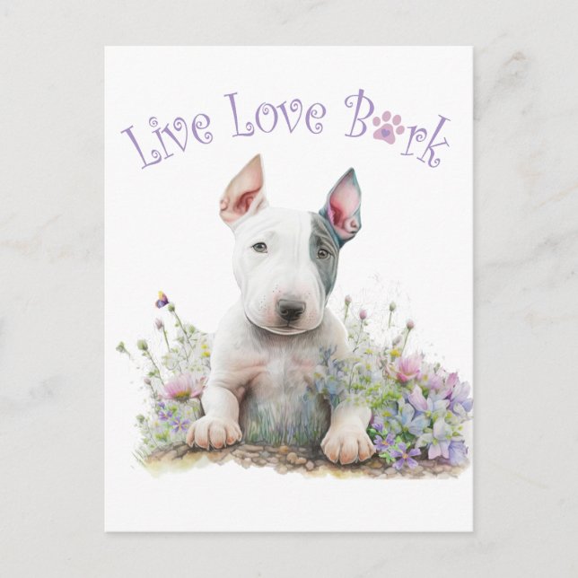 Bull Terrier Dog Mama Floral Postkarte (Vorderseite)