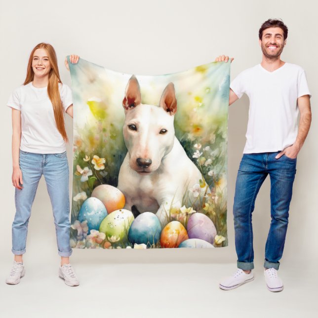 Bull Terrier Dog mit Ostereier Urlaub Fleecedecke (Beispiel)