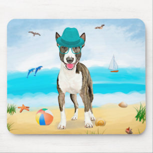 Bull Terrier Dog on Beach Mousepad