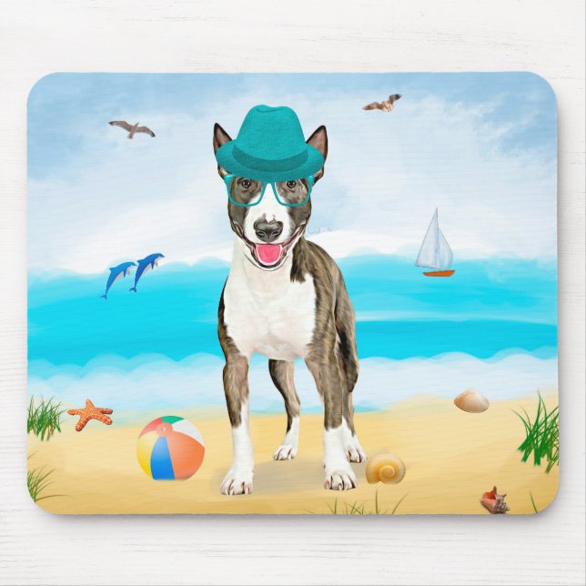 Bull Terrier Dog on Beach Mousepad (Vorne)