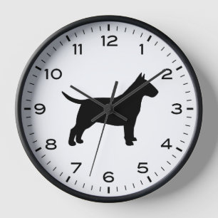 Bull Terrier Dog Rasse Silhouette Uhr