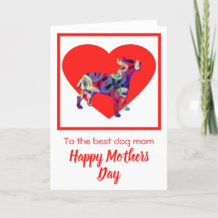 Bull Terrier Dog Red Heart Mother Day Card Dankeskarte