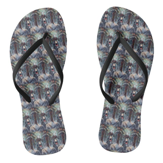 Bull Terrier Dog Riding Motorrad Weihnachten Flip Flops (Fußbett)