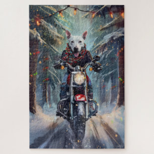 Bull Terrier Dog Riding Motorrad Weihnachten Puzzle