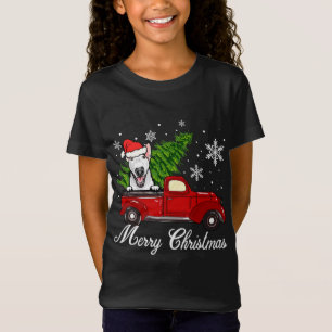 Bull Terrier Dog Riding Red Truck Weihnachtsdekor T-Shirt