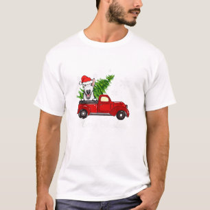 Bull Terrier Dog Riding Red Truck Weihnachtsdekor T-Shirt