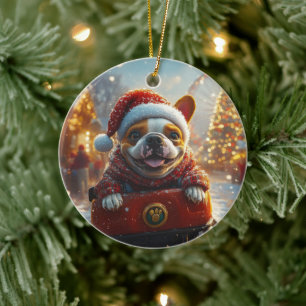 Bull Terrier Dog Roller Untersetzer Weihnachten Keramik Ornament