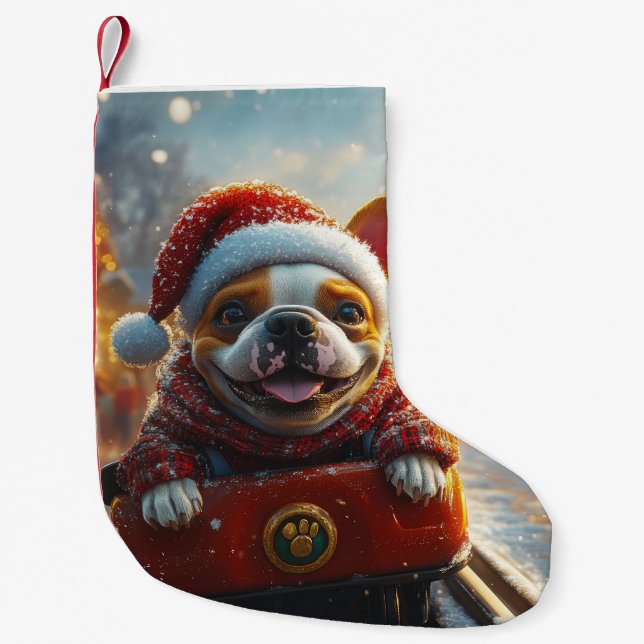 Bull Terrier Dog Roller Untersetzer Weihnachten Kleiner Weihnachtsstrumpf (Vorderseite)